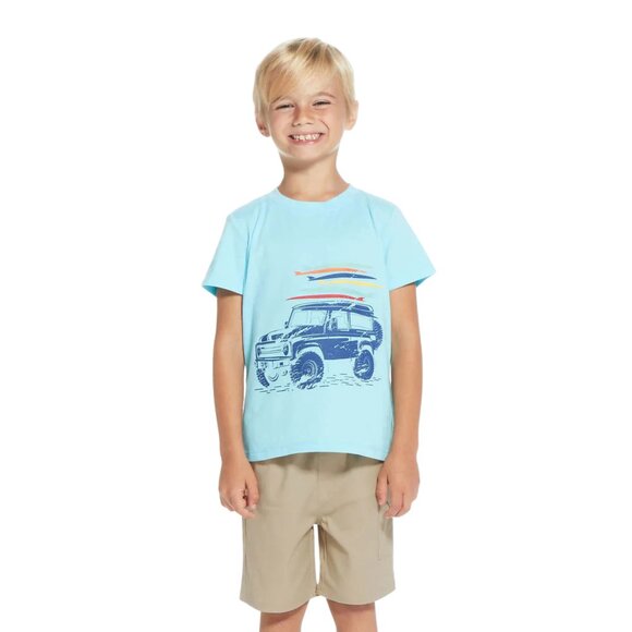 ANDY & EVAN Kids' 3-Piece Outfit Set | Button-Down, Tee & Cargo Shorts - Picture 3 of 9